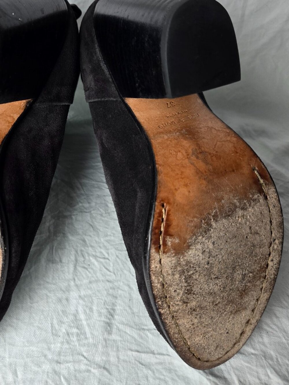 Rag & Bone Newbury Suede Ankle Boots Asphalt Made in Italy EU 37 (~US 6.5-7) - Picture 11 of 12